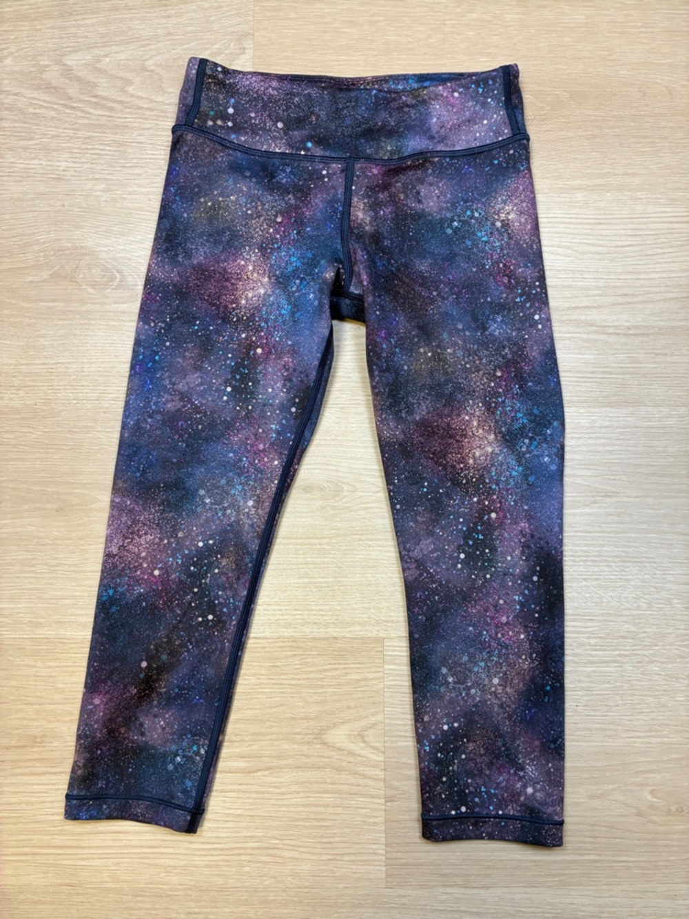 Athleta Girl Printed Chit Chat Capri Galaxy Leggings - Purple, Blue, Black L/12